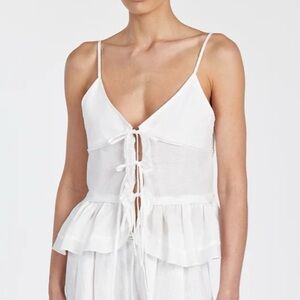 DISSH MIMI White Linen Tie-Front Top
